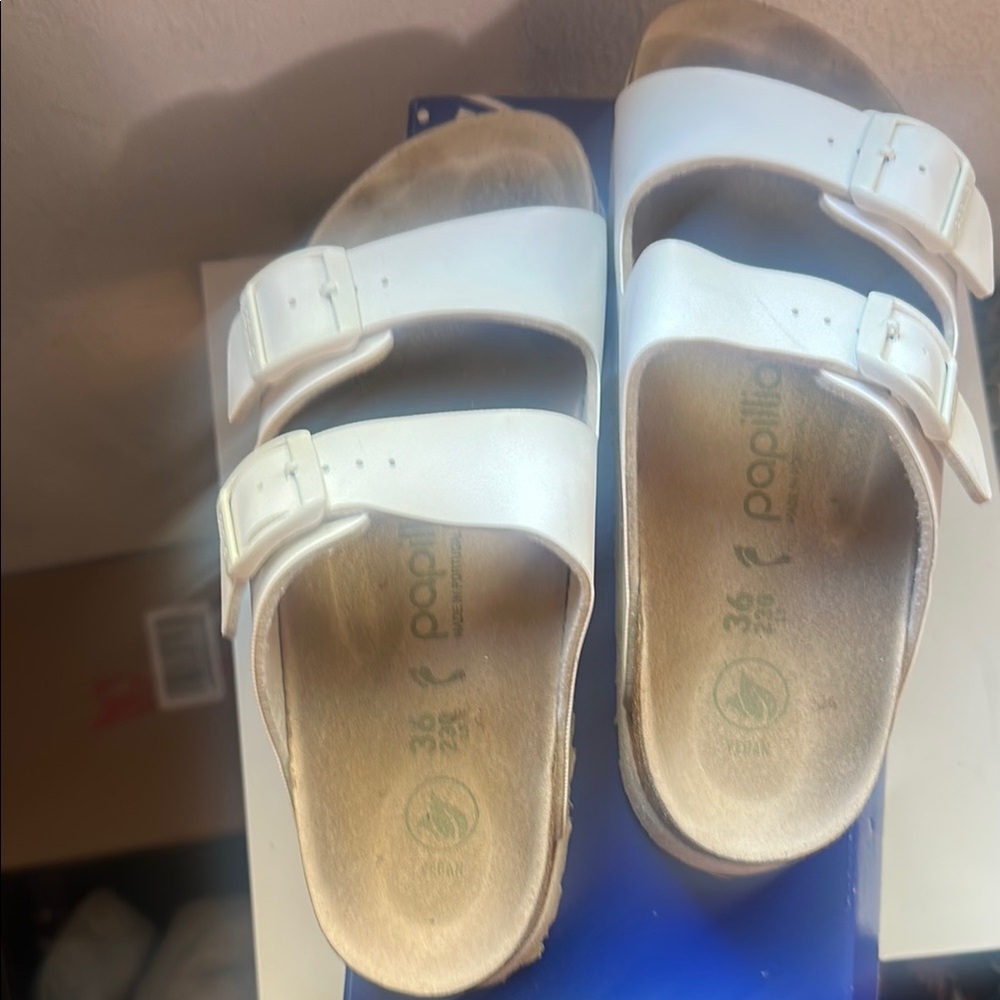 Birkenstock White Sandals with Contoured Footbed